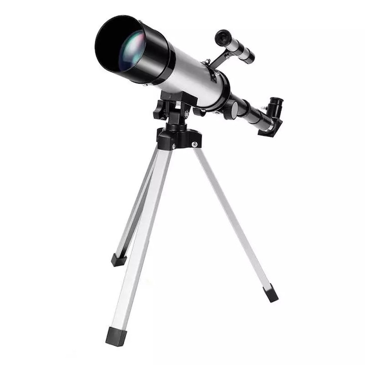 Telescop Astronomic SIKS Cu Trepied Din Aluminiu, Distanta Focala 360mm Si Prisme De 90°, Argintiu/Negru