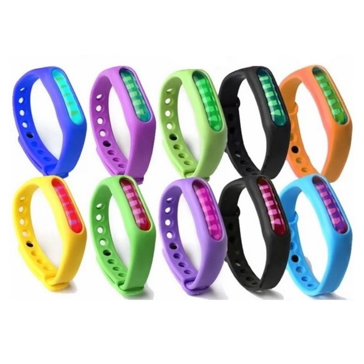 Set 10 Bratari anti Tantari si Insecte DAVIDAMI CONCEPT® din Silicon cu Uleiuri Naturale, Multicolor