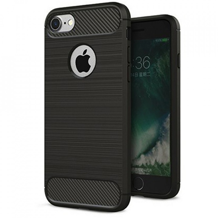 Tok iPhone 7 / 8-hoz - Techsuit Carbon Silicone - fekete