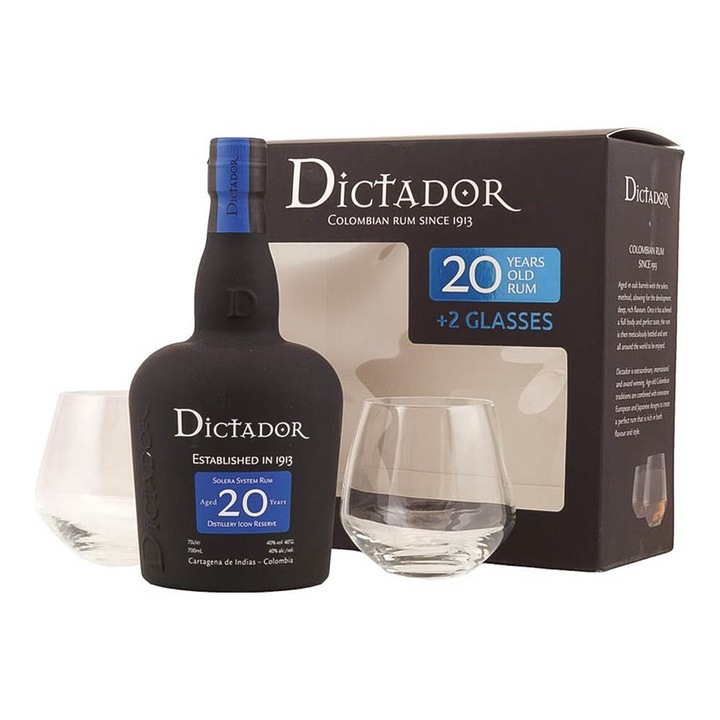 Dictador 20 éves 0,7 pdd. + 2 pohár 40%