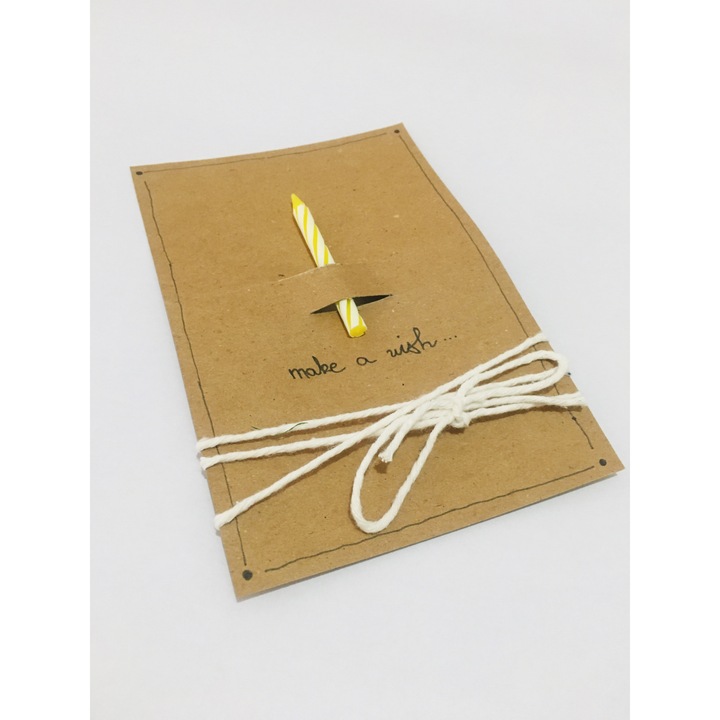 Felicitare Make a wish, yellow 15x10 cm