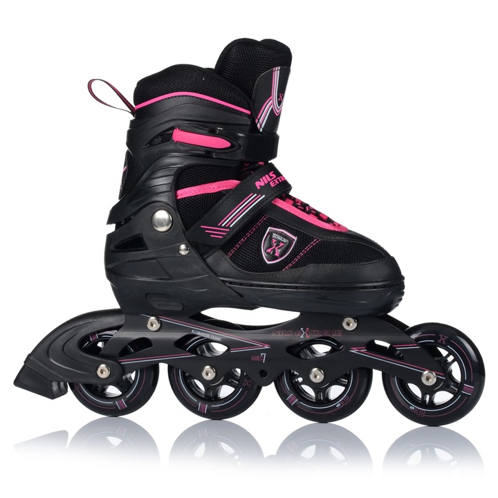 Állítható Görkorcsolya, Nils Extreme NA19088, Fekete/Rózsaszín, Korcsolya, ABEC-7, PU, S (31-34)