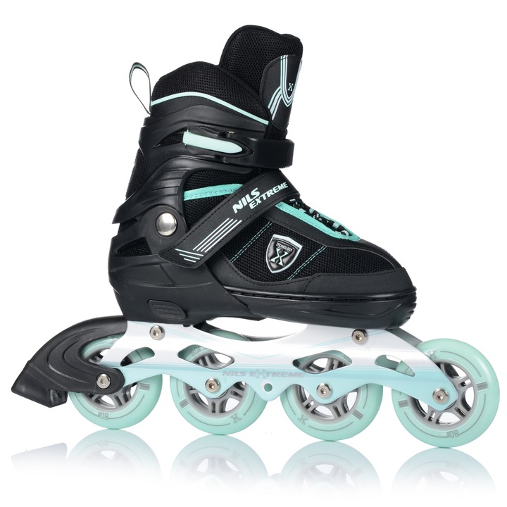 Állítható Görkorcsolya, Nils Extreme NA19088, Fekete/Menta, Korcsolya, ABEC-7, PU, S (31-34)