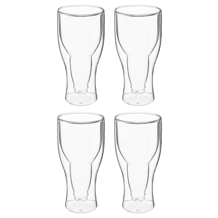 4 db Hans Beer pohár készlet, boroszilikát üveg, dupla falú, 350 ml