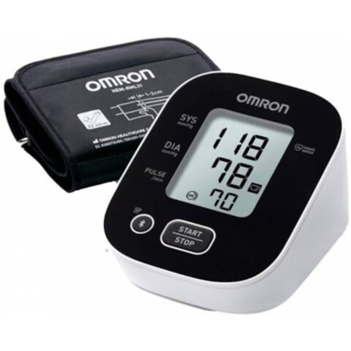 Tensiometru electronic de brat Omron M300 Intelli IT, Bluetooth, 0-299mmHg, 40-180 bp, Alb+Adaptor