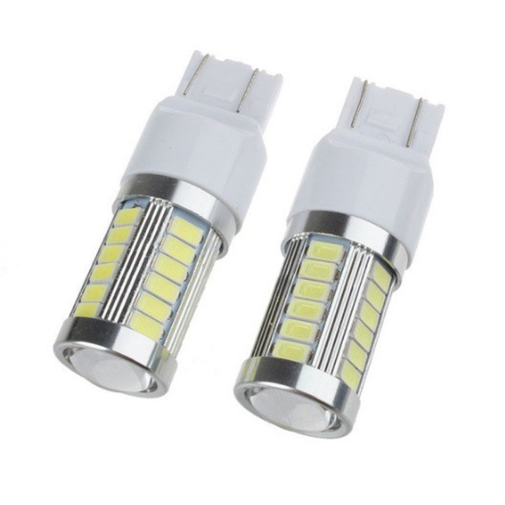 Set 2 becuri auto motoLEDy LED 7443, W21/5W CANBUS 12V-24V 1300lm
