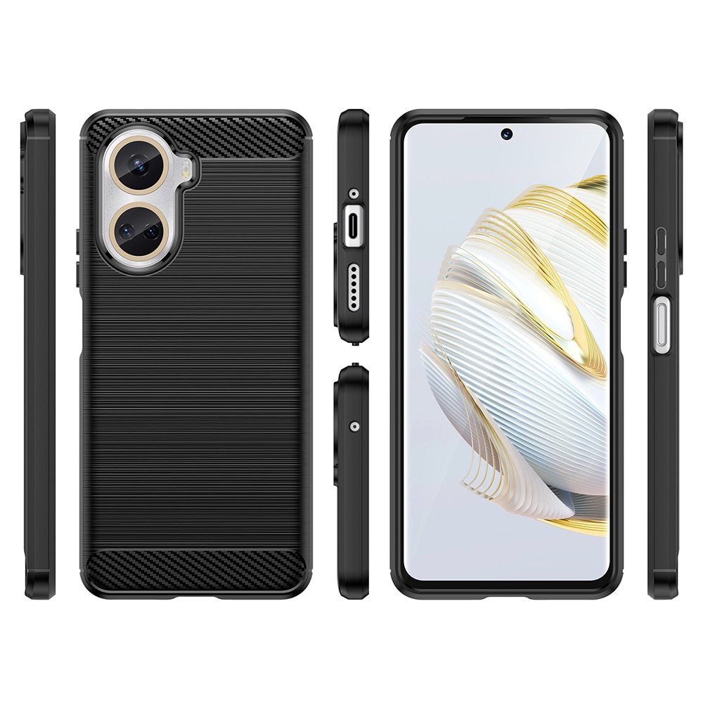 Husa pentru Huawei nova 10 SE Techsuit Carbon Silicone Negru