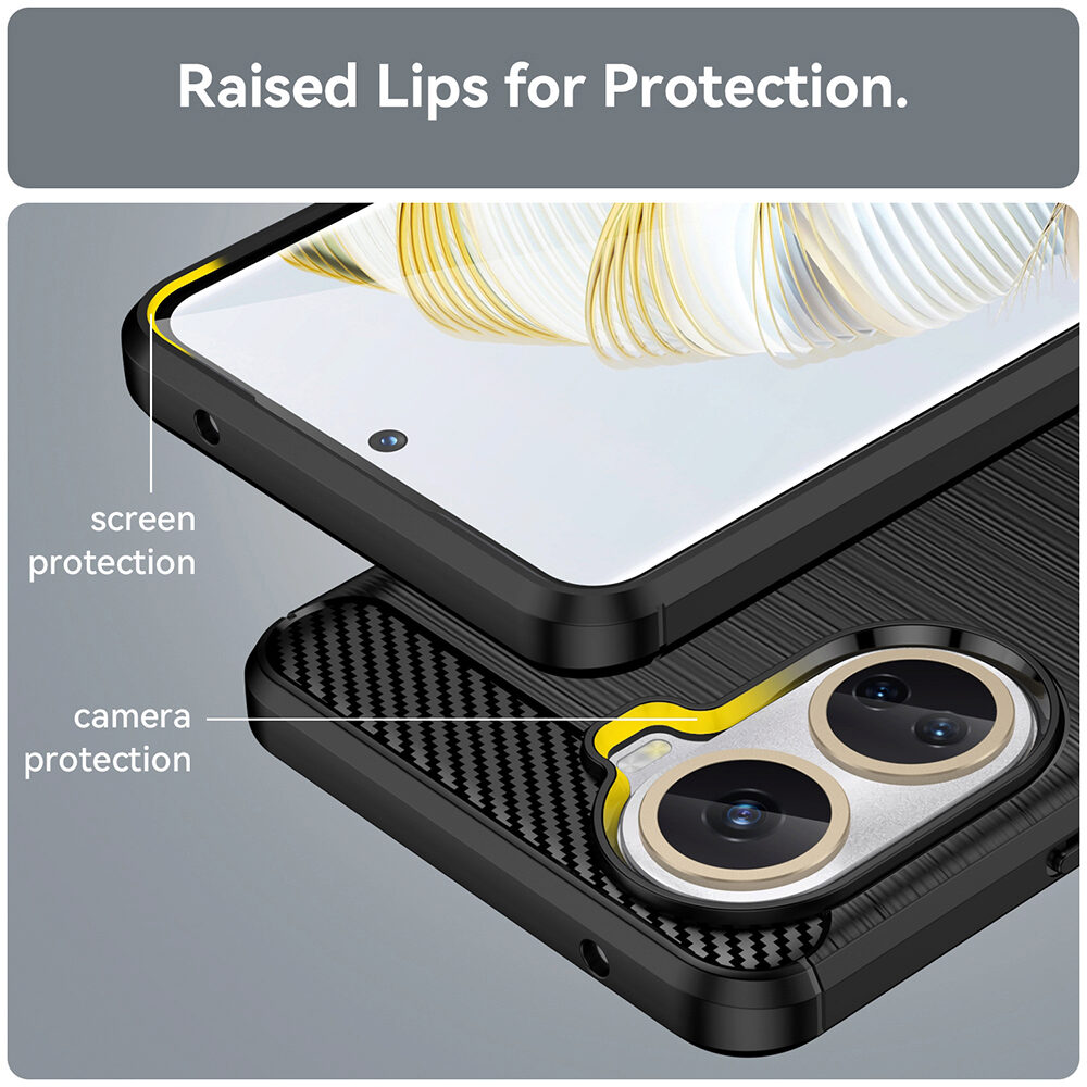 Husa pentru Huawei nova 10 SE Techsuit Carbon Silicone Negru