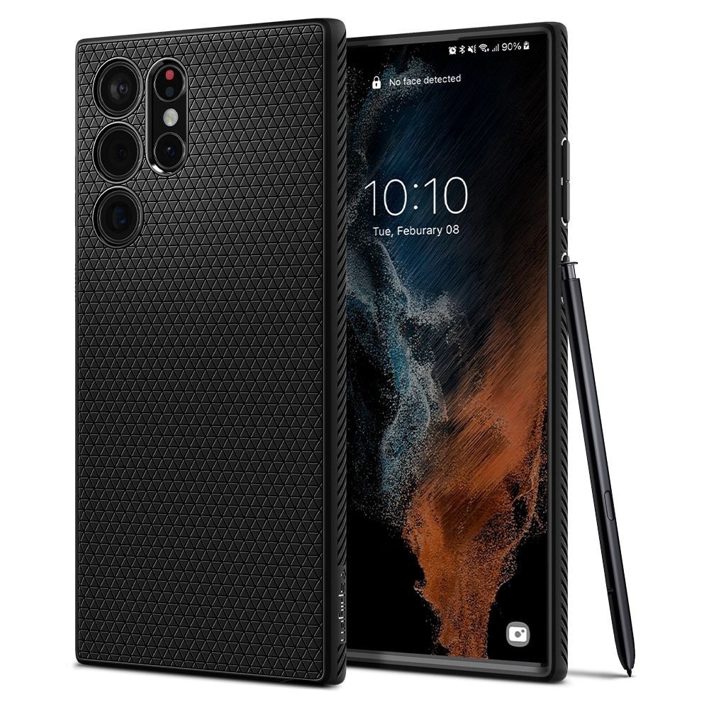 Carcasa Spigen Liquid Air compatibila cu Samsung Galaxy S22 Ultra Matte Black