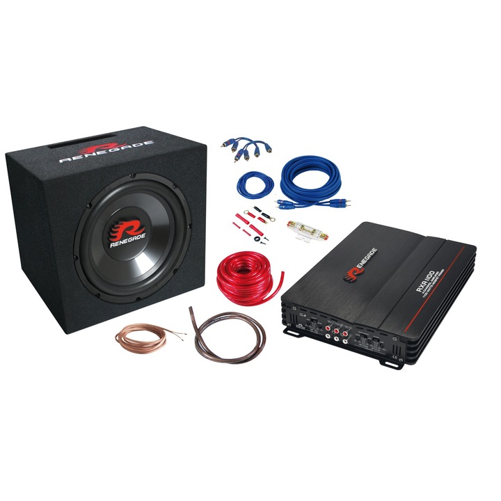 Pachet bass amplificator subwoofer kit cablu Renegade RBK 1100XL