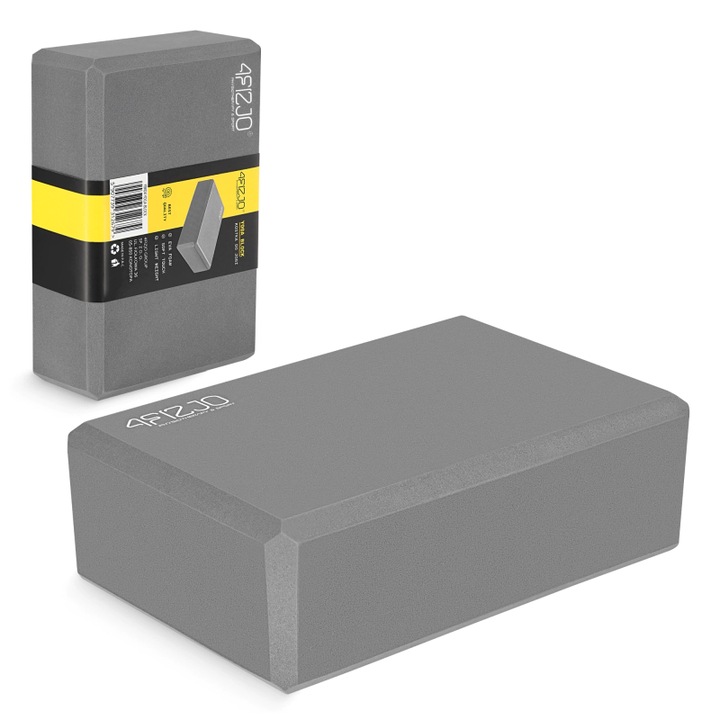 Куб за йога, 4FIZJO, Дунапрен, 23 x 15 см, Сив