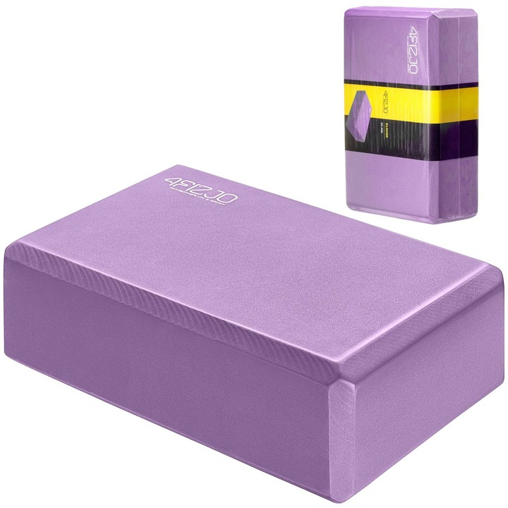 Jóga és Pilates blokk, 4FIZJO, EVA hab, hab, 23 x 15 cm, lila