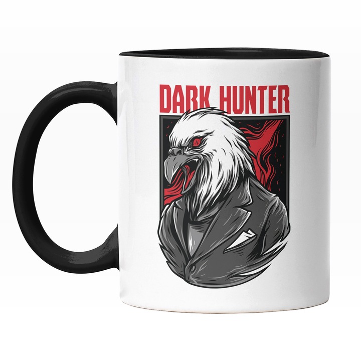 Cana Cu Pasare Cu Cioc Vultur In Costum Elegant, Text In Engleza Dark hunter, Ilustratie, Unica, Creativitate, 330 ml