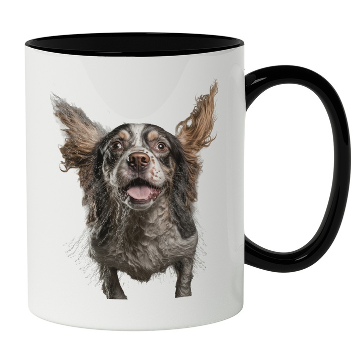 Cana Cu Portret Caine Mic Ud Scuturandu-se, Alb Maro, Iubitorii De Animale, 330 ml