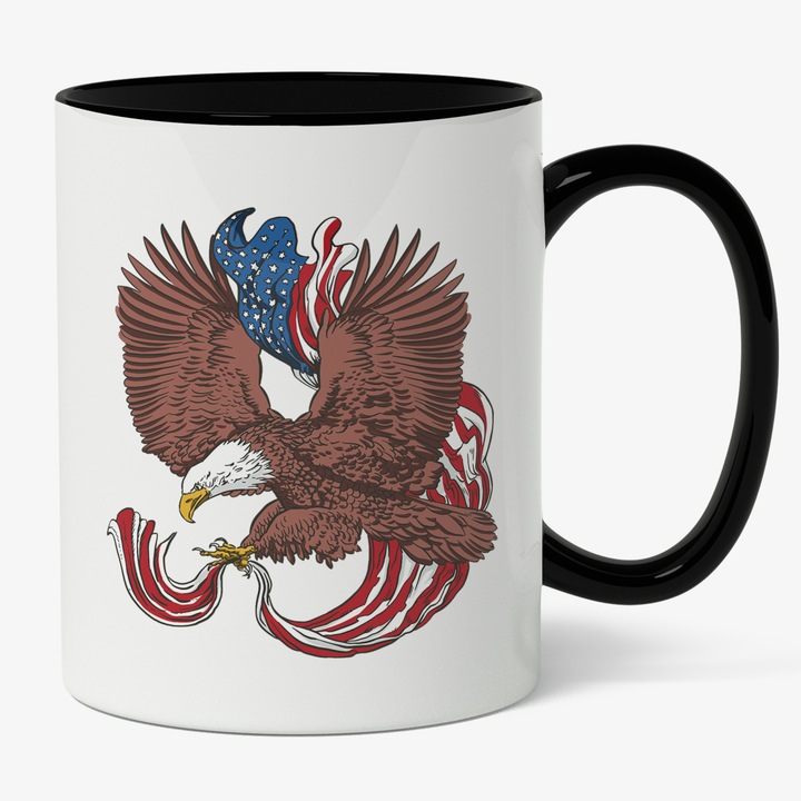 Cana Cu Vultur Maro Cu Cioc Galben In Zbor, Drapelul Steahul americii In Vant, Iubitorii De America, 330 ml