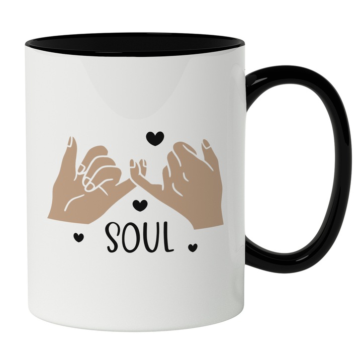 Cana Cu Doua Maini Semn Pinky Promise, Text In Engleza Soul, Cele ami bune Prietene, Iubitorii De Prietenie, 330 ml