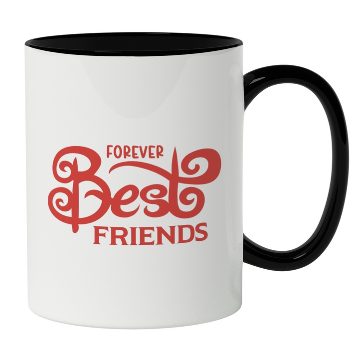 Cana Cu Text Rosu In Engleza Forever Best Friends, Cei Mai Buni Prieteni Pe Viata, Iubitorii De Relatii S Prieteni, 330 ml