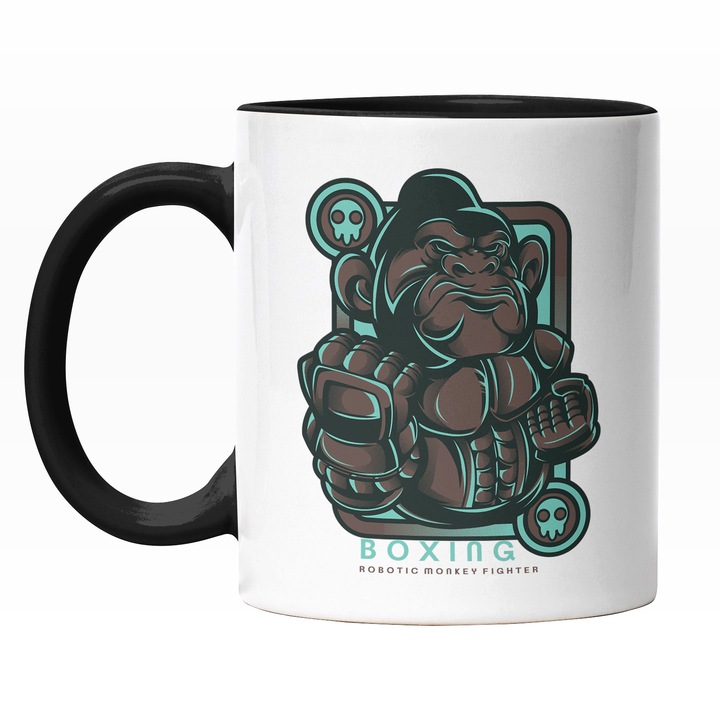 Cana Cu Gorila Furioasa Cu manusi De Box, Text In Engleza Boxing, Iubitorii De Filme Cu Adrenalina, Ilustratie, Unica, Creativitate, 330 ml