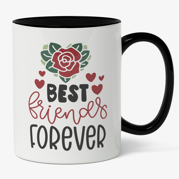 Cana Cu Trandafir Rosu Inflorit, Text In Engleza Best Friends Forever, Iubitorii De Prietenie, 330 ml