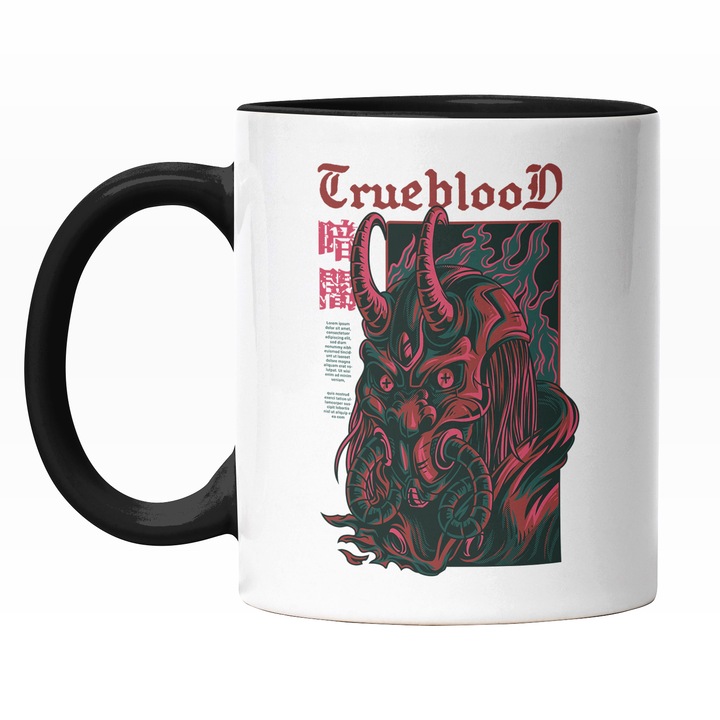 Cana Cu Text In Engleza True Blood, Monstru Rosu Cu Coarne, Text Chineza, Anime, Iubitorii De Filme Sf, 330 ml