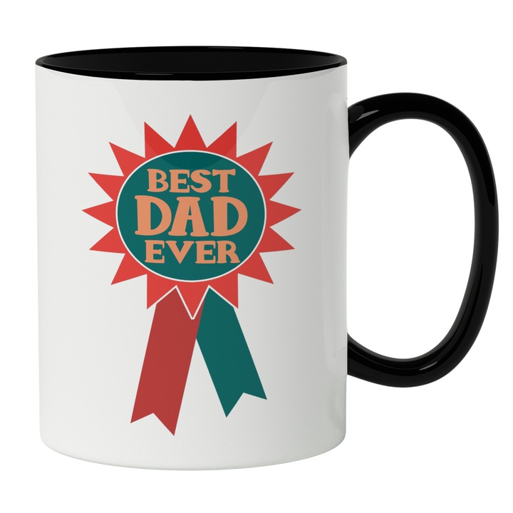 Cana Cu Medalie Castigator Text In Engleza Best Dad Ever, Cel Mai Bun tata, Iubitorii De Familie, 330 ml