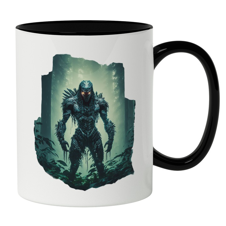 Cana Cu Silueta Monstru In Padure, Gheare Lungi, Ochii Stralucitori albastri, Piele Stil animal Mlastina, Iubitorii De Filme Sf, 330 ml