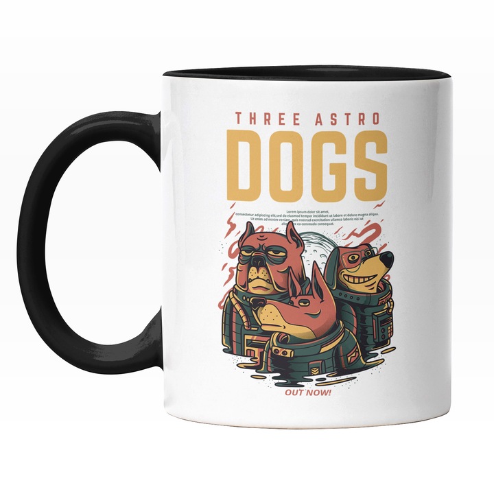 Cana Cu Echipa Trei Caini In Costume Spatiale, Text In Engleza Three Astro Dogs, Caini Roz, Iubitorii De Animale, 330 ml