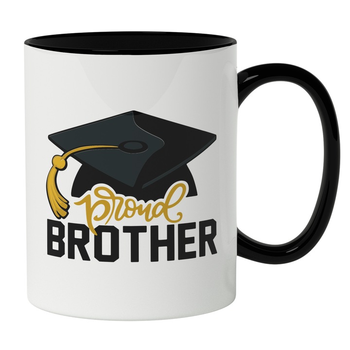 Cana Cu Palarie Absolvire Text In Engleza Proud Brother, Cel Mai Bun Frate, Fratele Mai Mare, Best Friend, Iubitorii De Familie, 330 ml