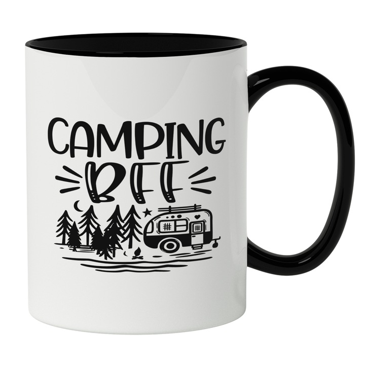 Cana Cu Text In Engleza Camping BFF, Rulota Intre Munti, Padure, Zona Montana, Iubitorii De Aventura, 330 ml