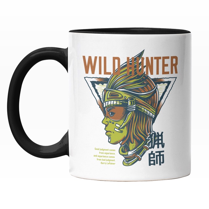 Cana Cu Portret Om Cu Accesorii Traditionale Africa, Barbat Din Profil, Text In Engleza Wild Hunter, 330 ml