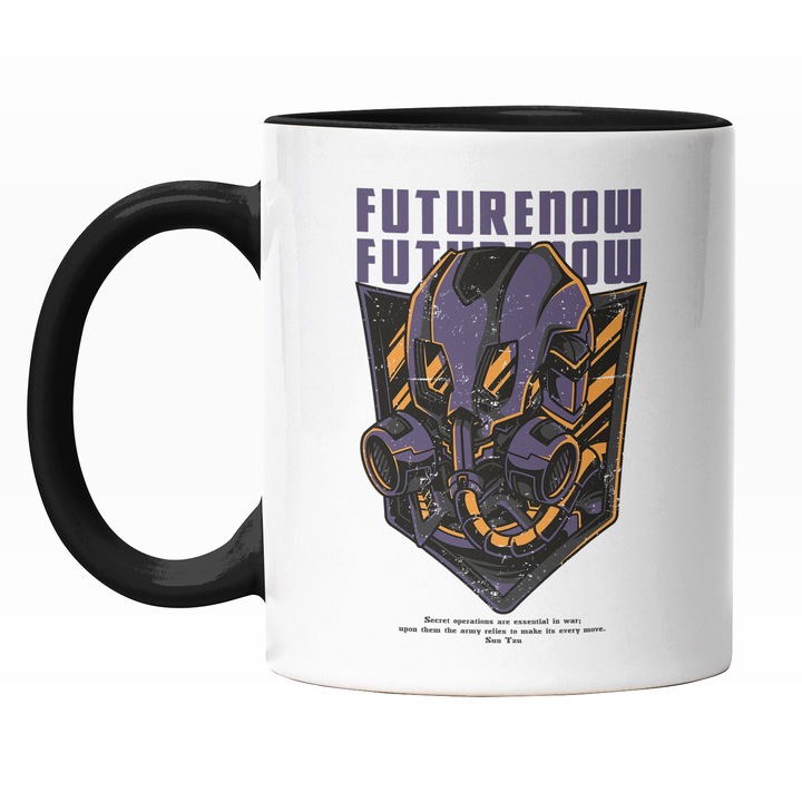 Cana Cu Monstru Masinarie Mov, Text In Engleza Future Now, Ilustratie, Unica, Creativitate, 330 ml