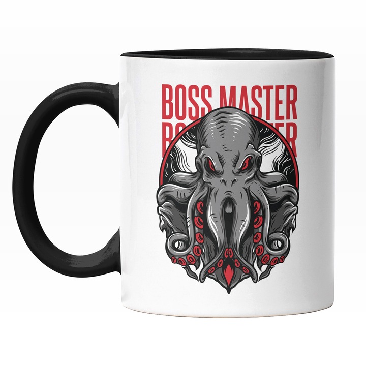 Cana Cu Portret Caractita Nervoasa CU Ochii Rosii, Text In Engleza Boss Master, Ilustratie, Unica, Creativitate, 330 ml