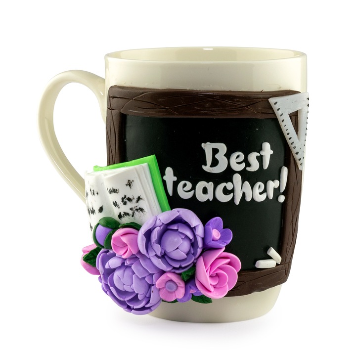 Cana Fimo Best Teacher Multicolore, pentru Profesori, YoobirimBox Handmade, 300 ml