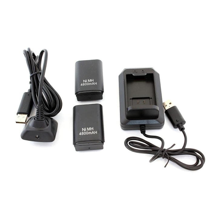 2db akkumulátor készlet töltővel XBOX, ZakupyTV, USB, Fekete