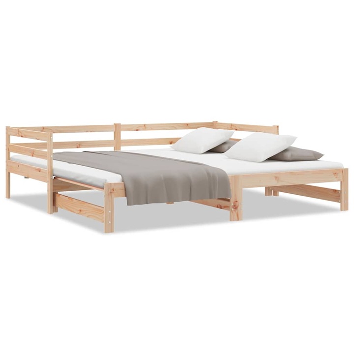 vidaXL tömör fenyőfa kihúzható kanapéágy 2 x (90 x 200) cm 806950