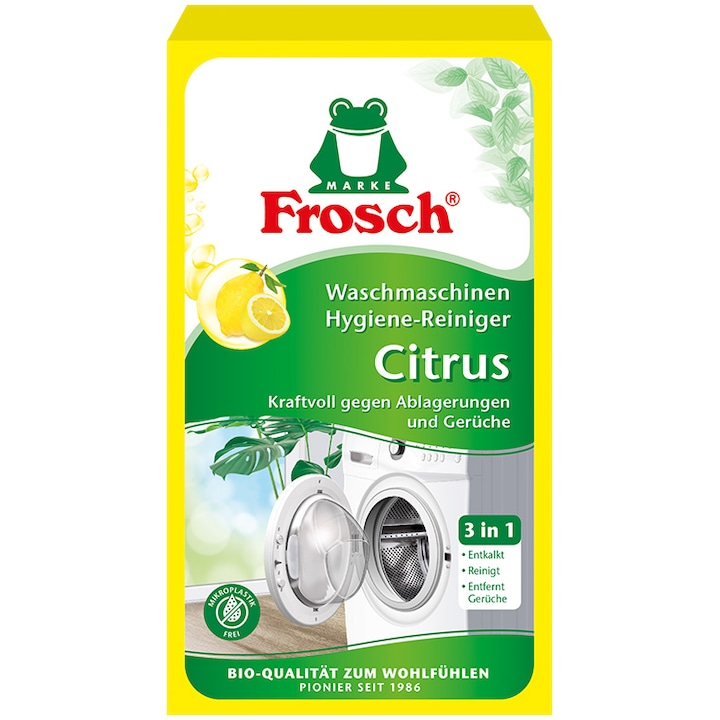 Detergent ecologic pentru curatare masini de spalat rufe, lamaie, Frosch, 250 g