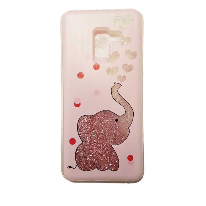 Калъф за Samsung Galaxy A5 2018, A8 2018, A530, Liquid Glitter Case Elephant pink