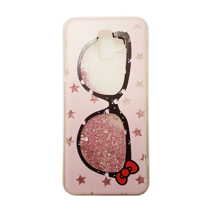 Husa pentru Samsung Galaxy J6 2018, J605, Glitter Case SunGlasses pink
