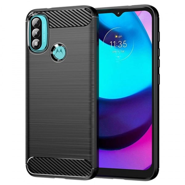 Husa pentru Motorola Moto E20, Moto E30, Moto E40, Techsuit Carbon Silicone, Black