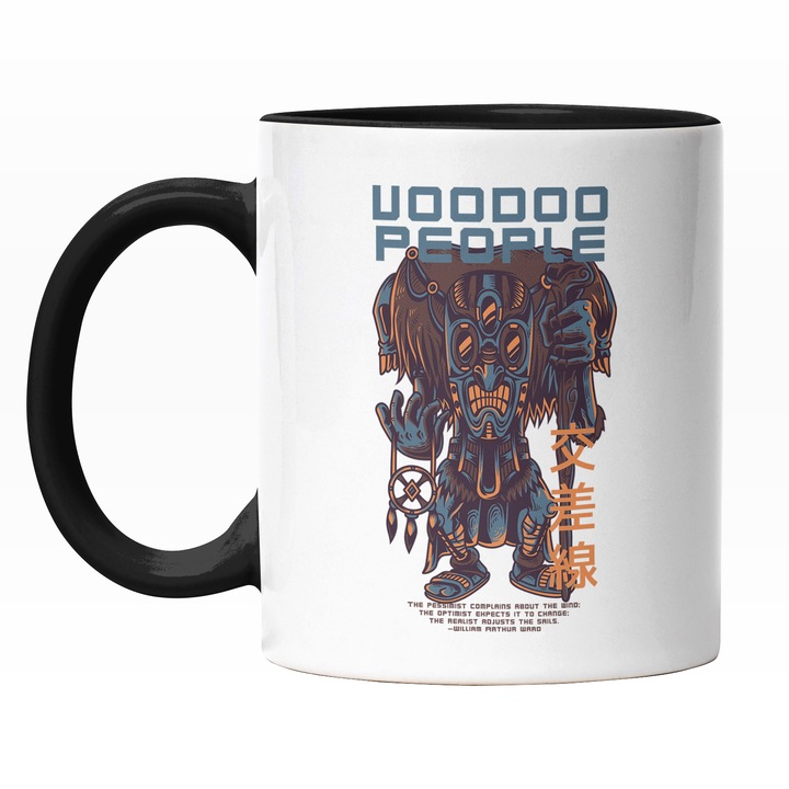 Cana Cu Portret Monstru Stil Cultura Hawaii, Text In Engleza Voodoo People, Text In Chineza, Iubitorii De Magie, 330 ml
