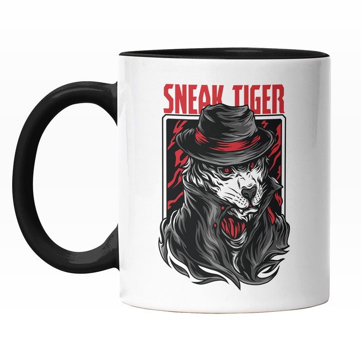 Cana Cu Tigru Cu palarie Inalta CU Banda Rosie, Tinuta cU Guler Inalt, Stil Detectiv, Ochii Rosii, Iubitorii De Filme, 330 ml