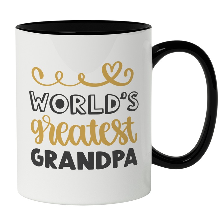 Cana Cu Text Colorat In Engleza World's Greatest grandpa, Bunic, Cel Mai Bun Bunic, Iubitorii De Familie, 330 ml