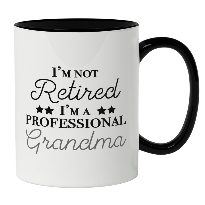 Cana Cu Text Basic In Engleza I'm Not Retired I'm A Profeessional Grandma, Bunica, Cea Mai Buna Bunica, Iubitorii De Familie, 330 ml