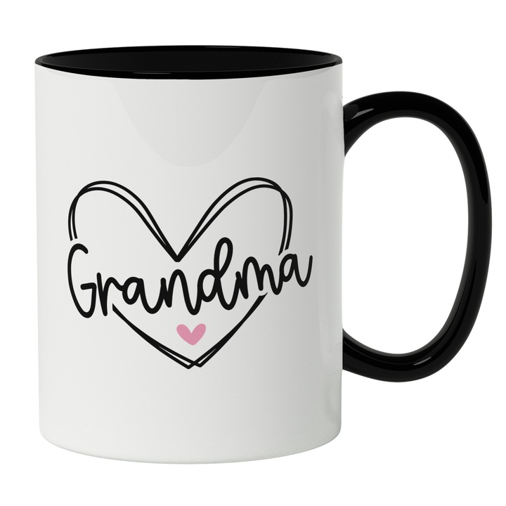 Cana Cu Inima Text In Engleza Grandma, Inima Rosie, Bunica, Cea Mai Buna Bunica, Iubitorii De Familie, 330 ml