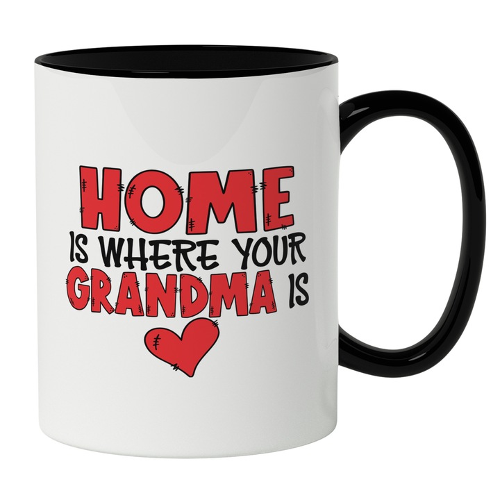 Cana Cu Text In Engleza Home Is Where Your Grandma Is, Bunica, Cea Mai Buna Bunica, Iubitorii De Familie, 330 ml