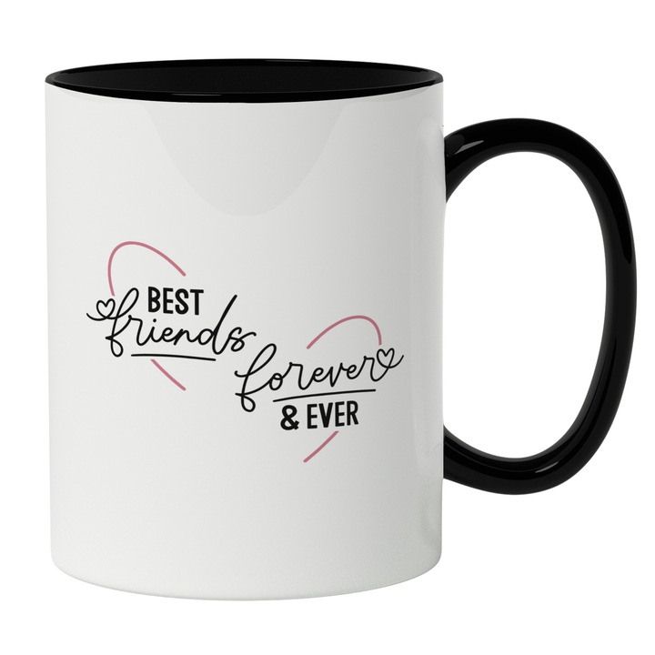 Cana Cu Inima Rupta,, Text IN Engleza Best Friends Forever& Ever, Ilustratie, Unica, Creativitate, 330 ml