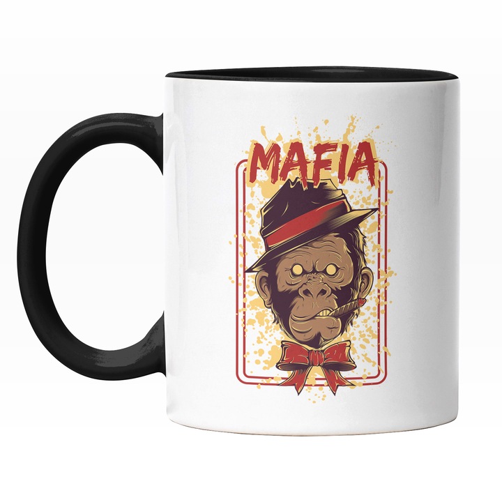 Cana Cu Portet Gorila Cu Palarie Si Papion Rosu, Cu Trabuc, Text IN Engleza Mafia, Mexic, Iubitorii De Ilegalitatii, 330 ml