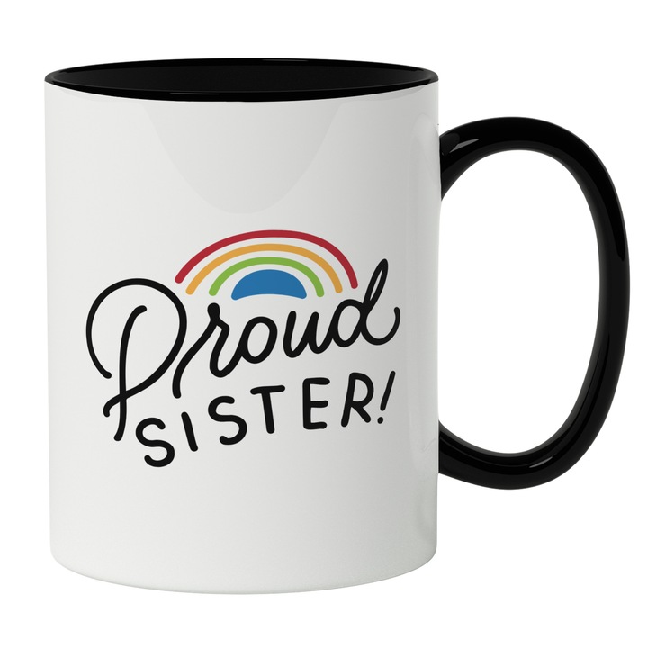 Cana Cu Curcubeu Colorat, Text In Engleza Proud Sister, Surori Si Cele Mai Bune Prietene, Iubitorii De Familie, 330 ml