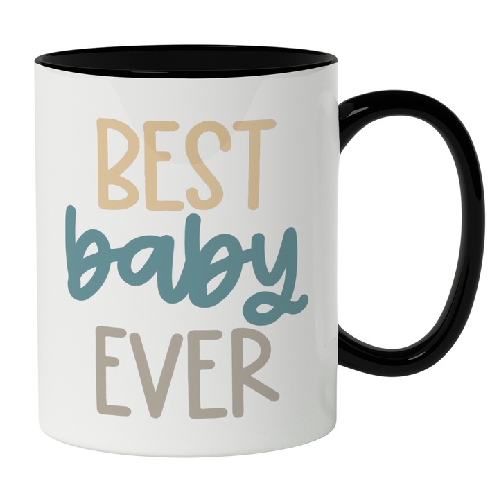 Cana Cu Text Colorat In Engleza Best Baby Ever, Nou Nascut, Parinti Noi, Iubitorii De Filme Sf, 330 ml