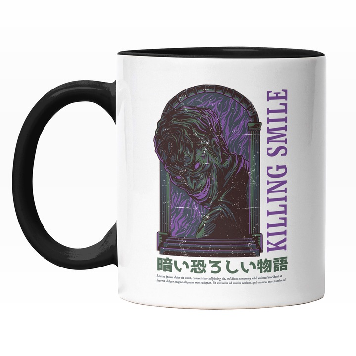 Cana Cu Monstru In Intuneric, Chip Uman Horror, Text In Engleza Killing Smile, Mesaj In Chineza, Iubitorii De Filme De Groaza, 330 ml